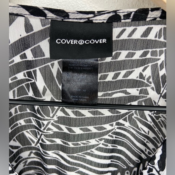⭐️ Cover 2 Cover Jungle Print Black White Leaf Print Beach Cover up size XS - Picture 5 of 6